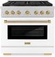 ZLINE Autograph Edition Paramount 36" Satin Stainless Steel Pro Style Dual Fuel Range with White Matte Door and Champagne Bronze Accents-0