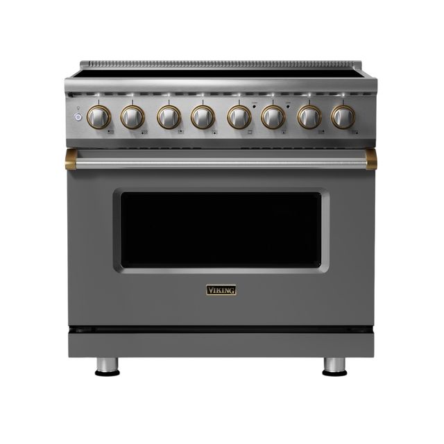 Viking® 5 Series 36" Damascus Gray Pro Style Induction Range-0