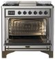Ilve® Majestic III 36" Stainless Steel Pro Style Dual Fuel Liquid Propane Range with Solid Door and Burnished Trim-1