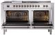 Ilve® Nostalgie II Noblesse 60'' Stainless Steel Pro Style Dual Fuel Range with Burnished Trim-2
