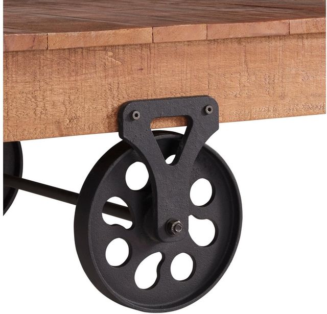 Mazin Furniture Factory Brown Cocktail Table with Black Metal Wheels -1