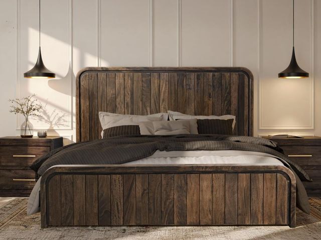 International Furniture Direct Mezquite Brown Eastern King Panel Bed-1