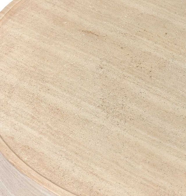 Classic Home Mckenna Travertine Stone 32" Outdoor Round Coffee Table-3