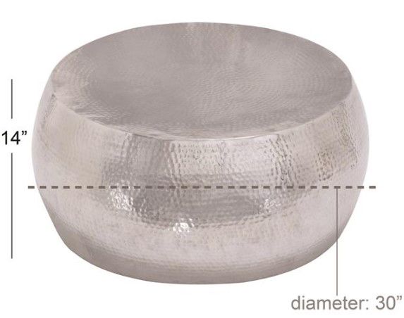 Deco Marche Silver Coffee Table with Hammered Design-2