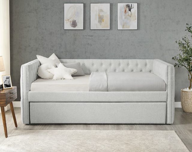 Crown Mark Trina Dove Gray Upholstered Daybed-1