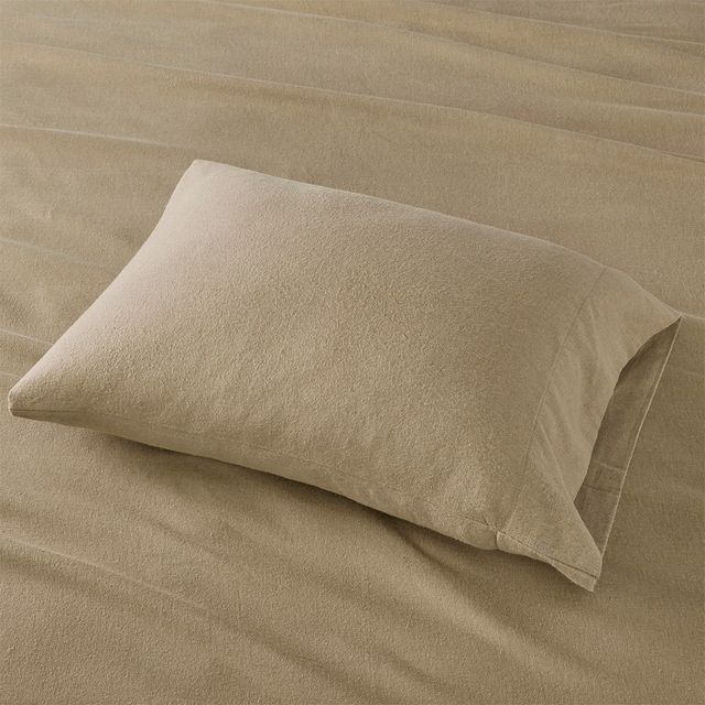 Olliix by True North by Sleep Philosophy Tan Solid King Cozy 100% Cotton Flannel Printed Sheet Set-1