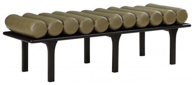 Meridian Furniture Landon Olive/Black Vegan Leather Bench-0