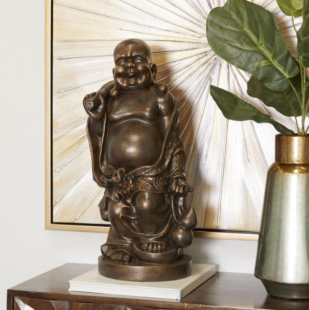 Deco Marche Brown Polystone Buddha Meditating Sculpture-4