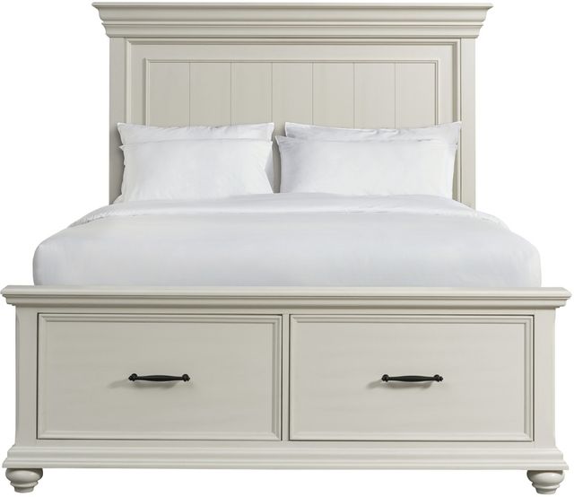 Elements International Slater Antique White Queen Platform Storage Bed-1