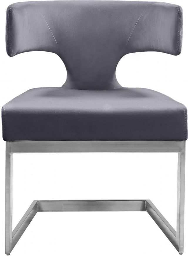 Meridian Furniture Alexandra Grey/Chrome Velvet Dining Chair-2