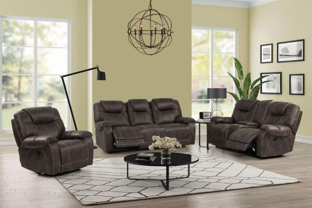 New Classic® Home Furnishings Anton Chocolate Dual Reclining Sofa and Loveseat with Power Footrest-0