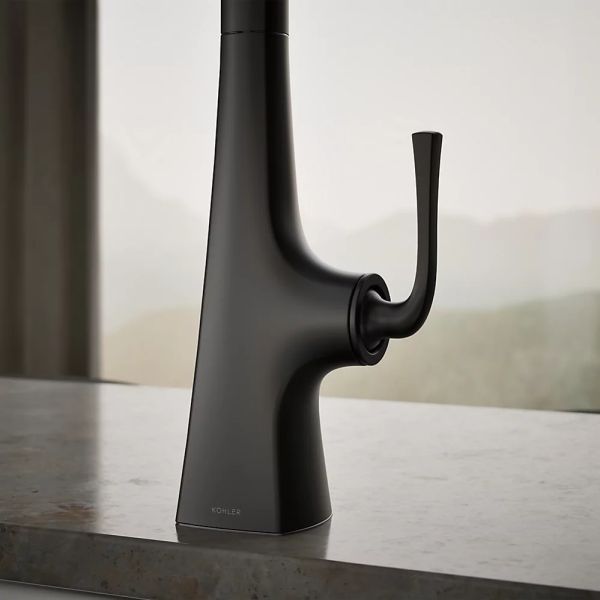 KOHLER® Graze® Matte Black Kitchen Sink Faucet with 3-Function Sprayhead-4