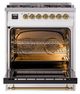 Ilve® Nostalgie II Noblesse 30" White Pro Style Dual Fuel Range with Brass Trim-2