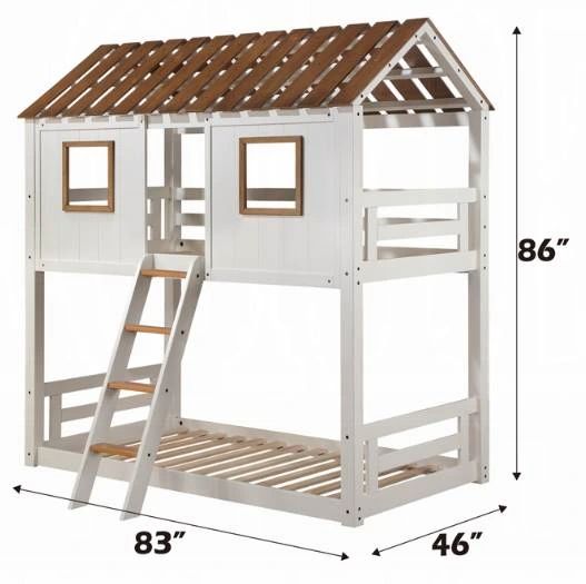 ACME Furniture Inara Rustic Oak/White Twin Over Twin Bunk Bed-3