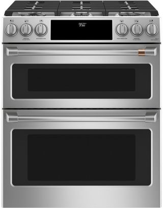 Café™ 30" Stainless Steel Smart Double-Oven Slide In Dual Fuel Range with Convection
