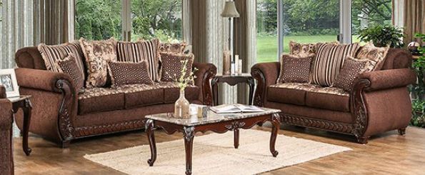 Furniture of America® Tabitha 2-Piece Brown/Dark Cherry sofa and Loveseat-0