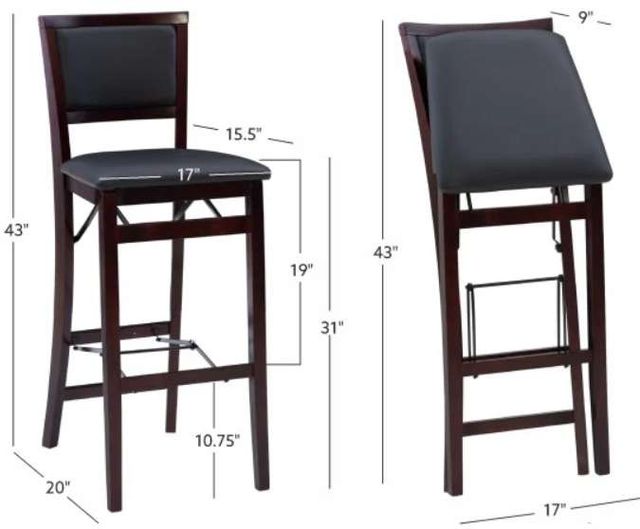 Linon Keira Merlot Padded Back Folding Bar Stool-2