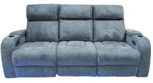 front view of the Signature Design by Ashley® Studio Cave Steel Power Reclining Sofa with Adjustable Headrest