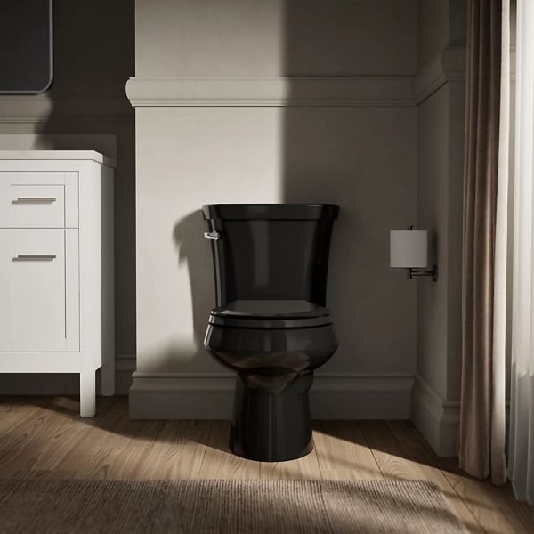 KOHLER® Wellworth® Black 2-Piece 29" Round-Front Toilet, 1.28 Gpf with Tank Cover Lock-3