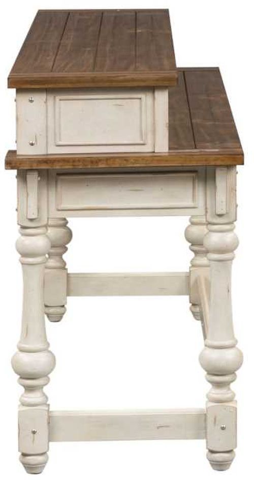 Liberty Furniture Morgan Creek Wirebrushed Tobacca Console Bar Table with Antique White Base-3