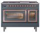 Ilve® Nostalgie II Noblesse 48'' Blue Gray Pro Style Dual Fuel Range with Copper Trim-1