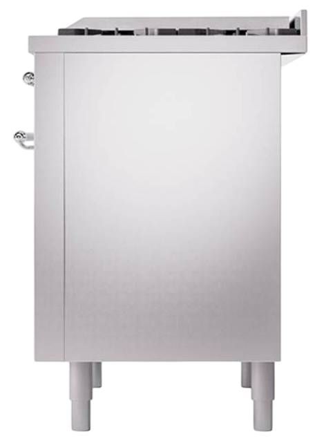 Ilve® Nostalgie II Noblesse 36'' Stainless Steel Pro Style Dual Fuel Range with Chrome Trim-3