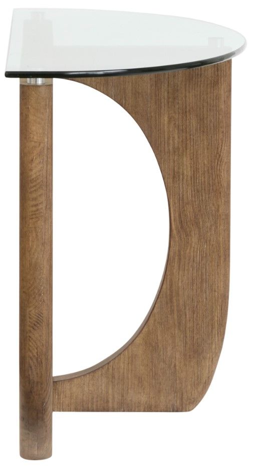 Magnussen Home® Lainey Glass Top Demilune Sofa Table with Almond Base-4