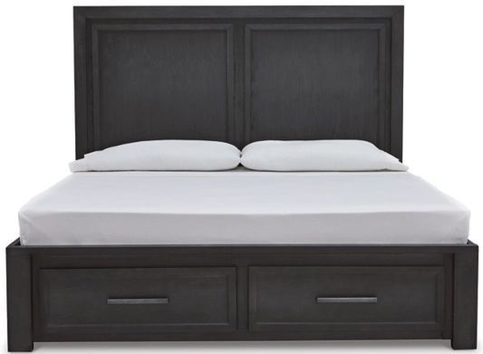 Grand lit  à rangement de Signature Design by Ashley® Wendora - Noir brossé/Gris poussiéreux Marron-3