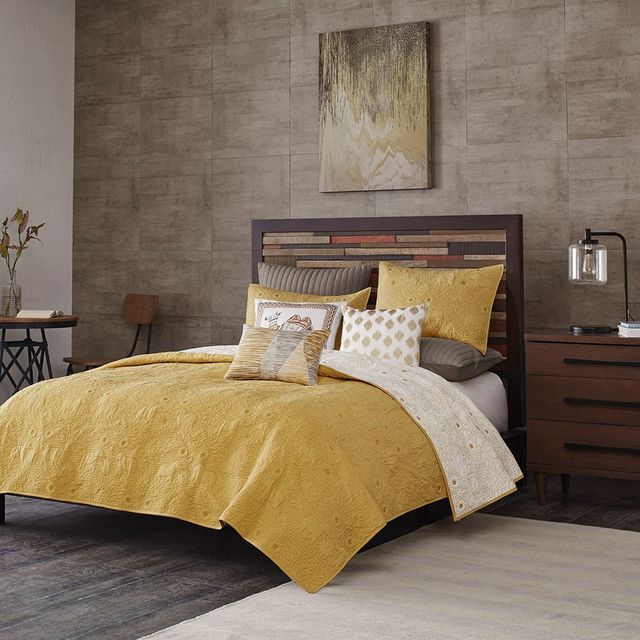 Olliix by INK+IVY 3 Piece Yellow Full/Queen Kandula Coverlet Mini Set-2
