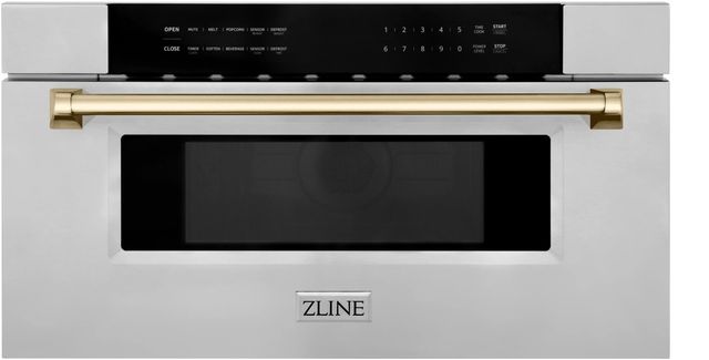 ZLINE Autograph Edition 1.2 Cu. Ft. Stainless Steel with Gold Accents Microwave Drawer-0