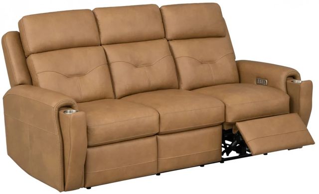 Flexsteel® Felix Toasted Almond Leather Power Reclining Sofa with Power Headrest and Lumbar-1