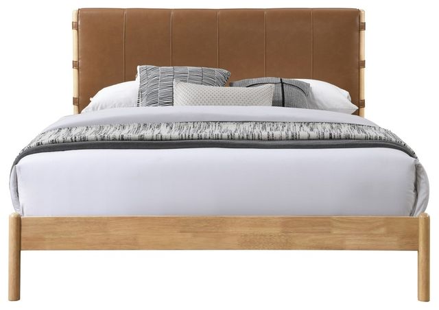 Meridian Furniture Asher Cognac/Natural Full Upholstered Panel Bed-1