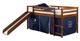 Donco Kids Light Espresso Twin Loft Bed With Blue Tent Kit-0