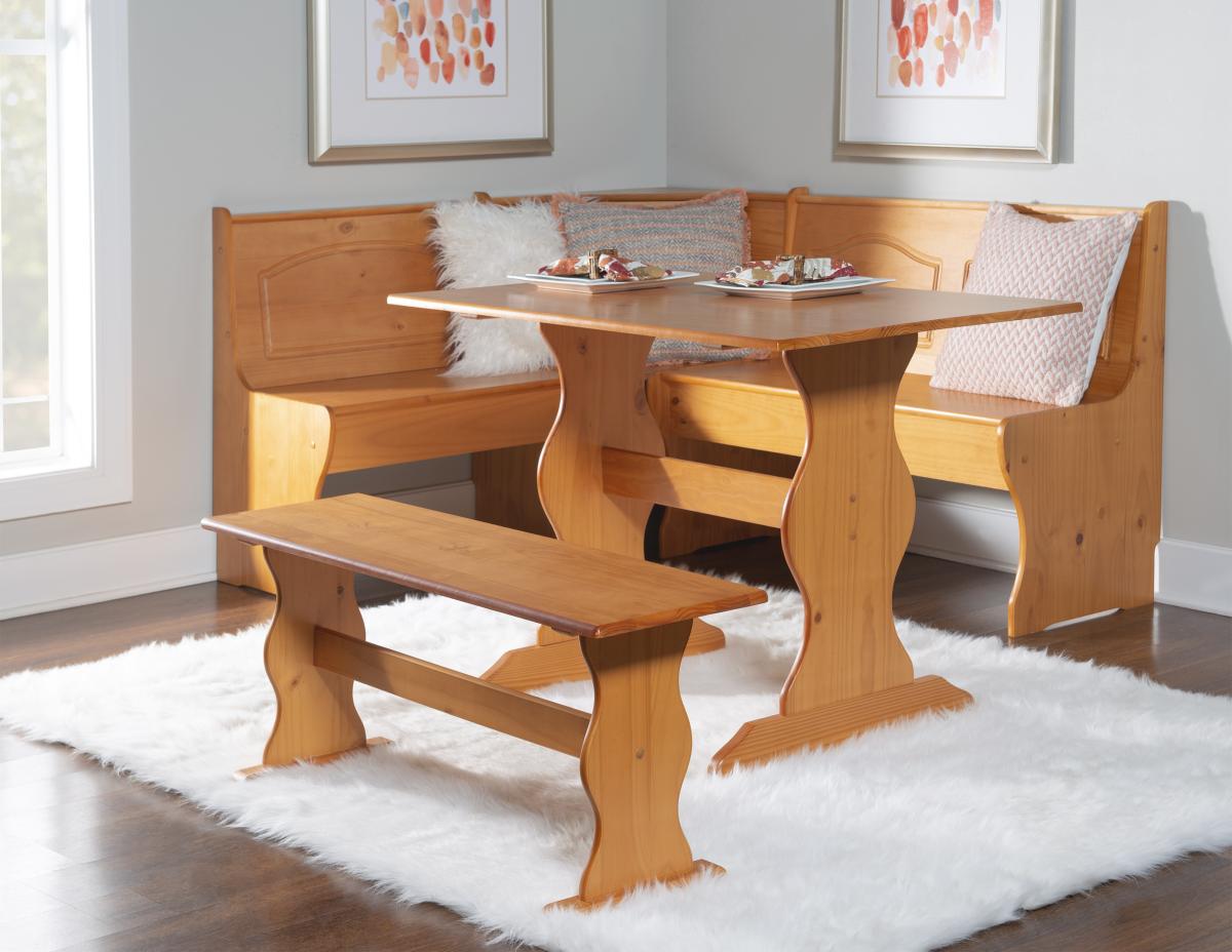 Linon Chelsea 3 Piece Natural Corner Nook Set Hoelscher s Fine Furniture Appliances Electronics Floresville and Pleasanton TX