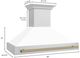 ZLINE Autograph Edition 48" Stainless Steel Wall Mounted Range Hood with White Matte Shell and Champagne Bronze-2
