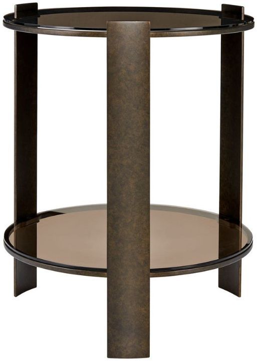 Uttermost® Hanson Bronze and Dark Glass Side Table-0