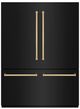 ZLINE Autograph Edition 60" 32.2 Cu. Ft. Black Stainless Steel Built In French Door Refrigerator with Polished Gold Accents-0