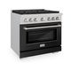 ZLINE 36" Satin Stainless Steel Pro Style Gas Range with Black Matte Door-2