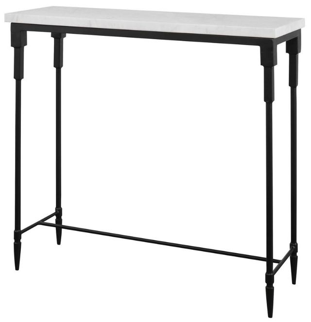 Uttermost® Bourges White Marble Top Console Table with Satin Black Base-0