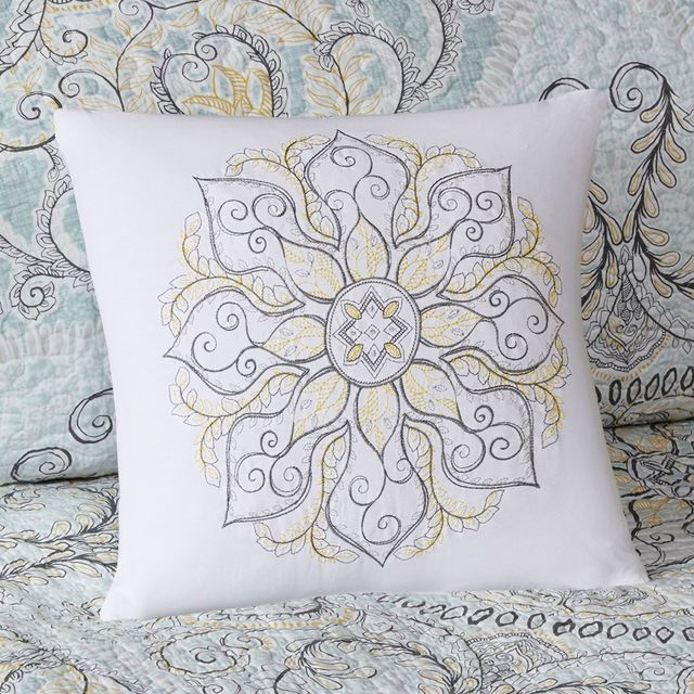 Olliix by Madison Park Lucinda 6 Piece Seafoam King/California King Reversible Cotton Sateen Coverlet Set-2