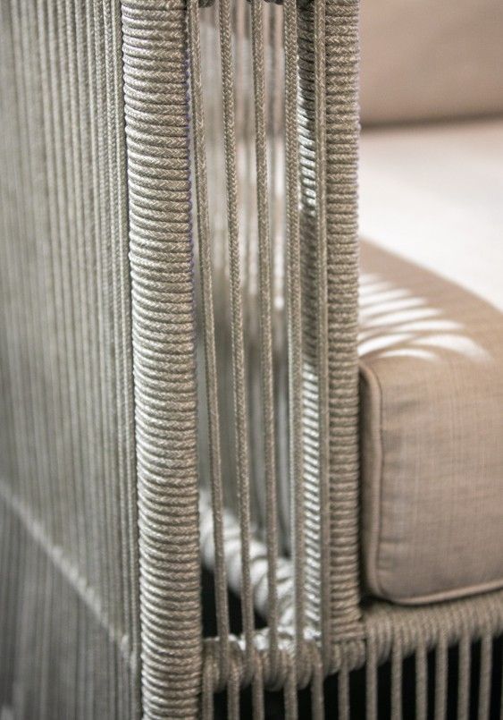 Sunset West Miami Silver Gray Aluminum/Olefin Rope Outdoor Club Chair with Echo Ash Cushion-4