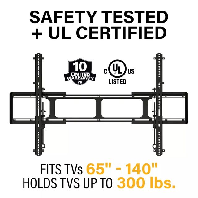 Sanus® Black Super Slim Fixed Position TV Wall Mount for 65" - 140" TVs-4
