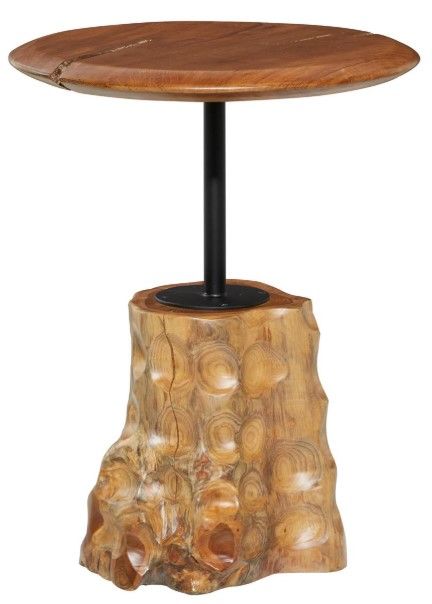 Deco Marche Brown Accent Table with Tree Stump Base-0