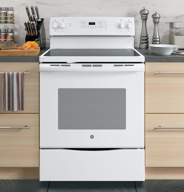 GE® 30" White Freestanding Electric Range-1