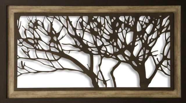 Stylecraft Metal Laser Cut Tree Brown/White Wall Art-0