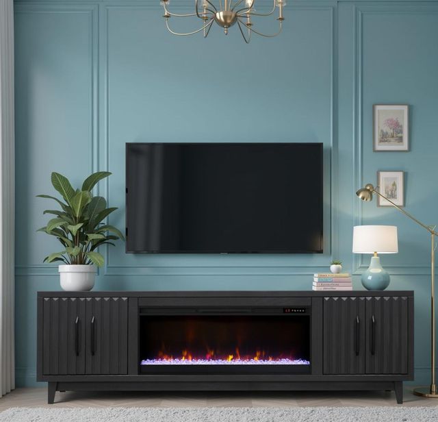 Legends Home Radiance Seal Skin Black 92" Fireplace TV Console-1