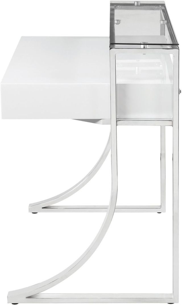 Coaster® Gemma Glossy White/Chrome 2-Drawer Writing Desk-1