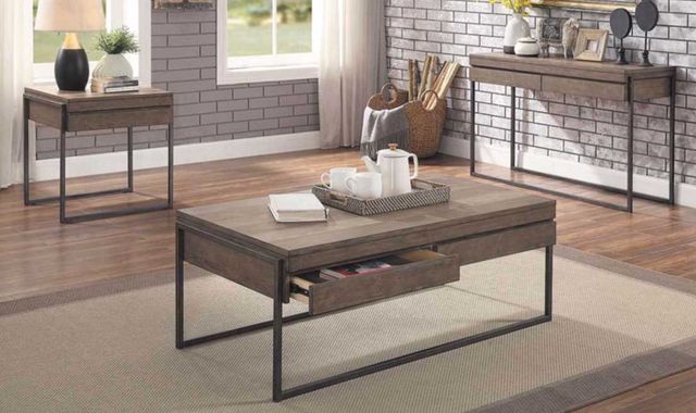 American Wholesale Furniture Noah Gray Cocktail Table with Black Base-1