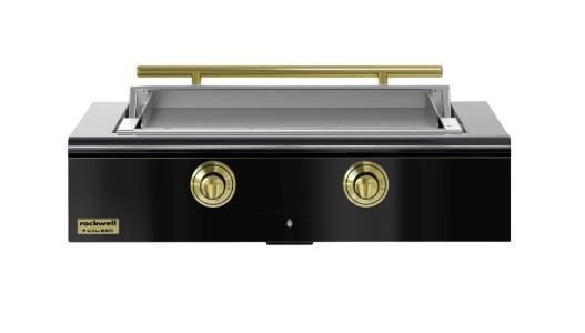 Caliber™ Rockwell Social 42" Gloss Black Built-In Liquid Propane Outdoor Griddle with Brass Hardware-0
