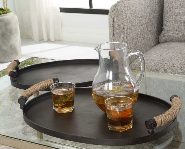 Uttermost® Viewpoint 2-Piece Bronze Tray Set-2